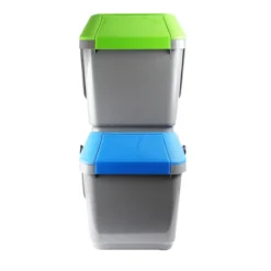Poubelle de recyclage grise et bleue