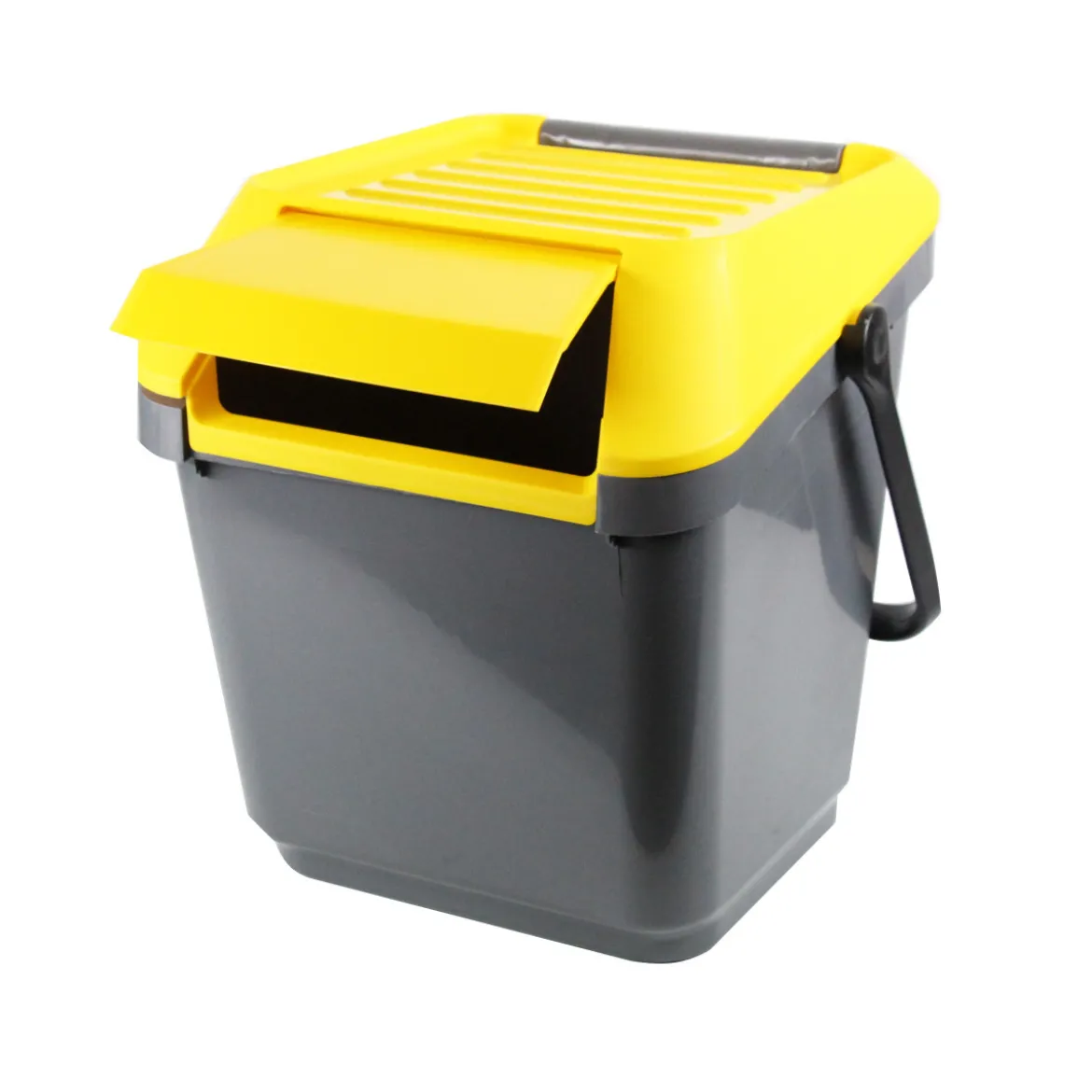 Poubelle de recyclage grise et jaune