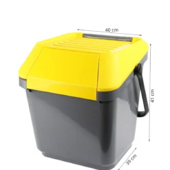Poubelle de recyclage grise et jaune