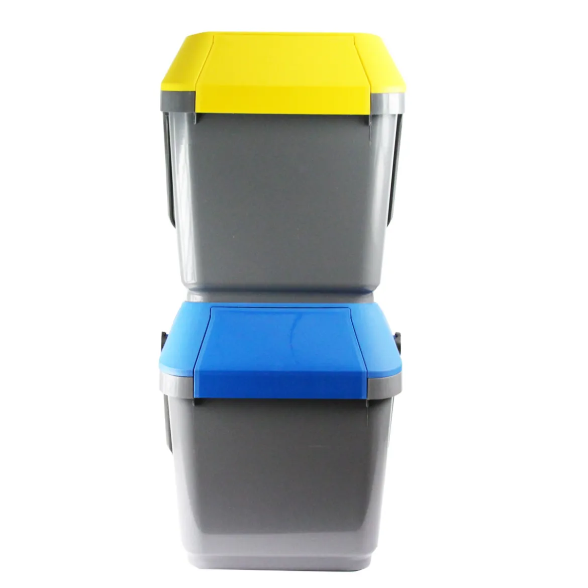 Poubelle de recyclage grise et jaune