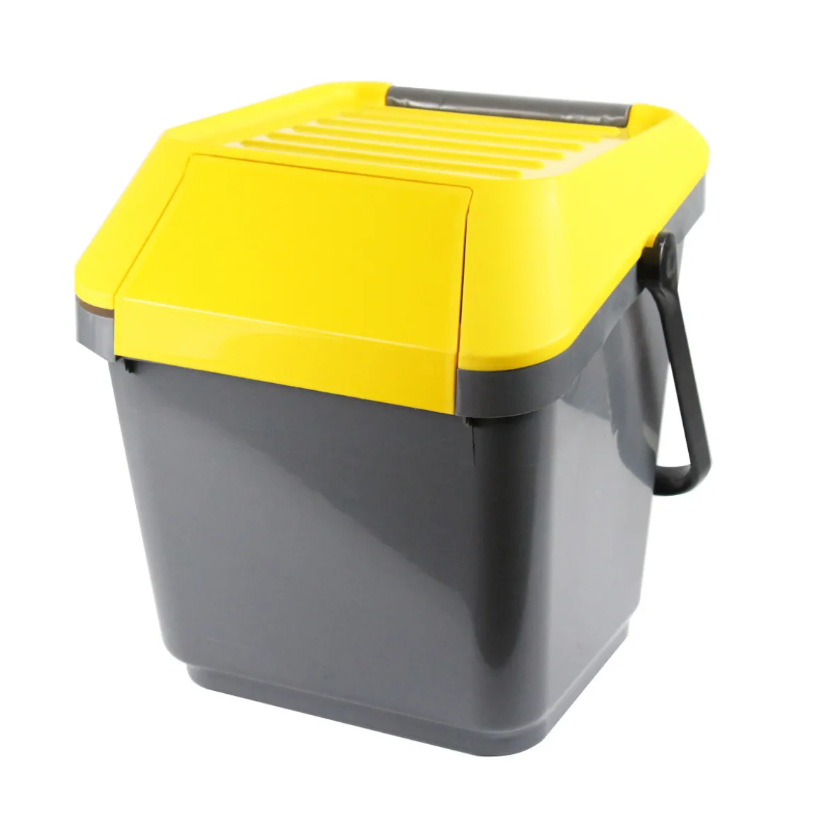Poubelle de recyclage grise et jaune
