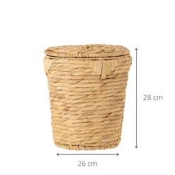 Poubelle de salle de bain en jacinthe d'eau avec couvercle