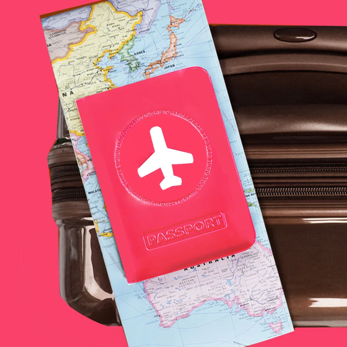 Protège passeport fuchsia brillant