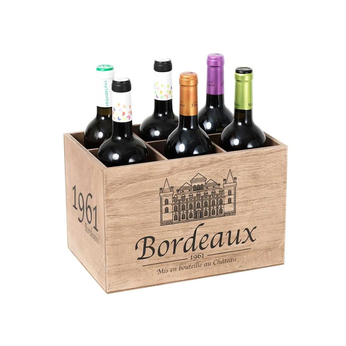 Range bouteilles en bois façon caisse de vin