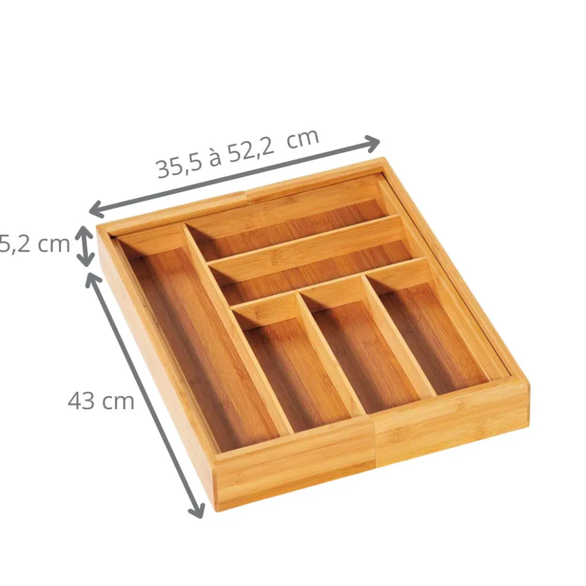 Range couverts extensible en bambou à 8 compartiments