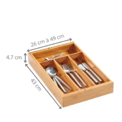 Range couverts extensible en bambou à 6 compartiments