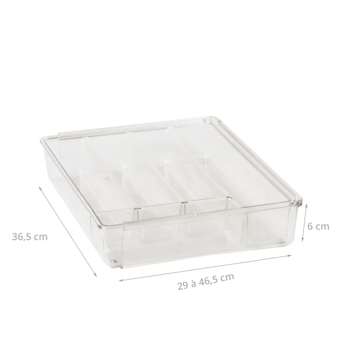Range couverts extensible en acrylique à 6 compartiments