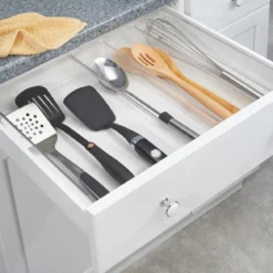 Range-couverts télescopique et transparent à 4 compartiments