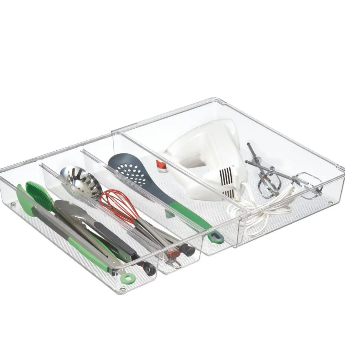 Range-couverts télescopique et transparent à 4 compartiments