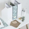 Range dossiers fleurs papier japonais avec étiquette