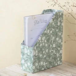 Range dossiers fleurs papier japonais avec étiquette