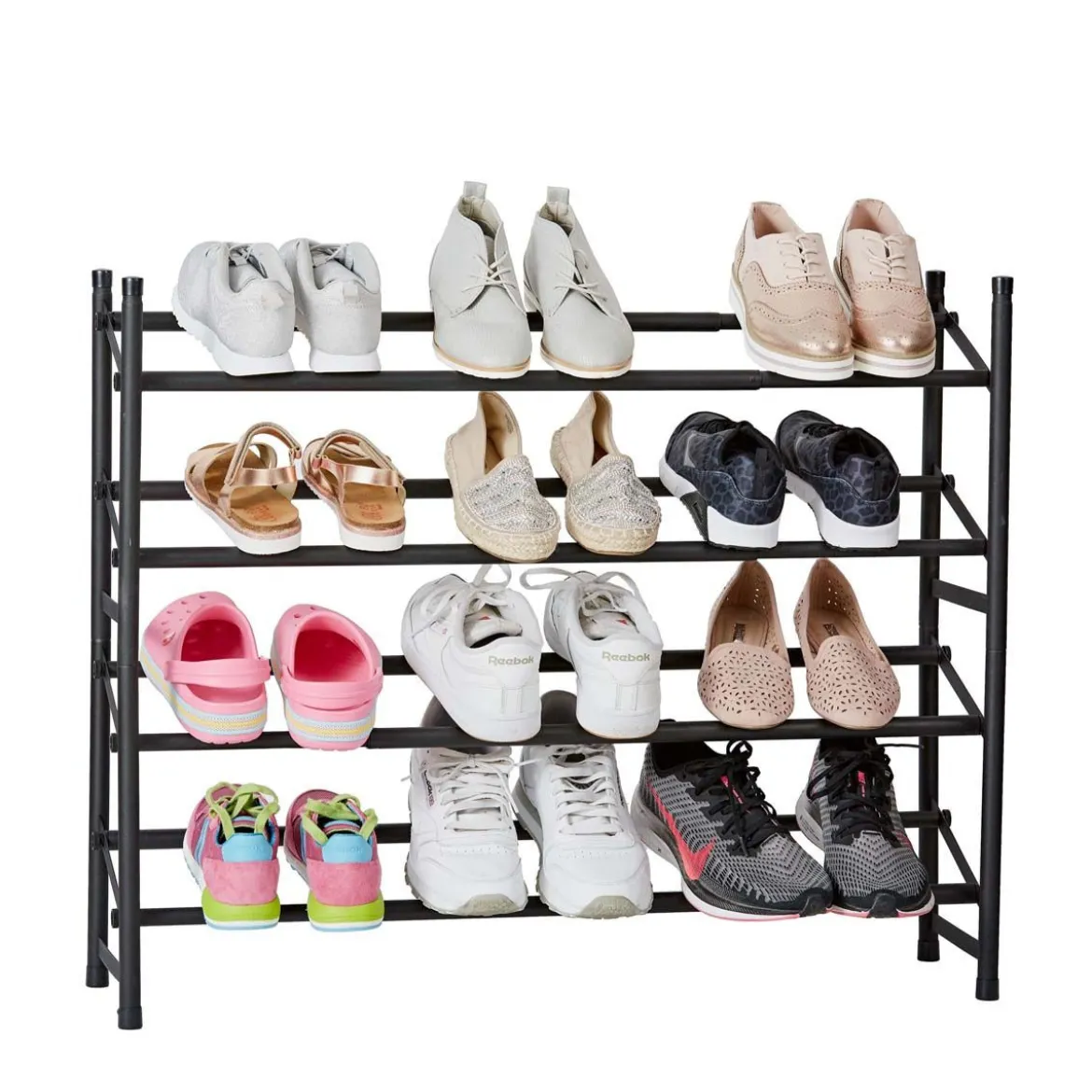 Rangement chaussures à 4 niveaux extensible et superposable