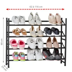 Rangement chaussures à 4 niveaux extensible et superposable