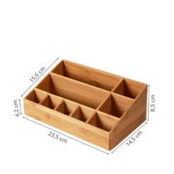 Rangement maquillage en bambou 9 compartiments