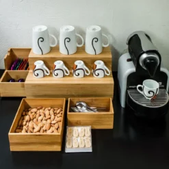 Rangement tasses et capsules en bambou