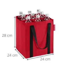 Sac à bouteilles en tissu rouge avec 9 compartiments