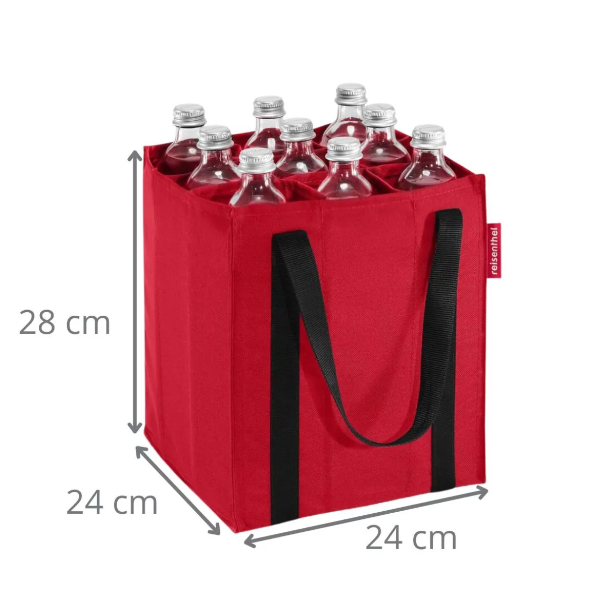 Sac à bouteilles en tissu rouge avec 9 compartiments