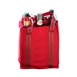 Sac à bouteilles en tissu rouge avec 9 compartiments