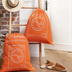 Sac à linge sale orange fluo
