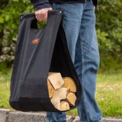 Sac porte-bûches noir avec support