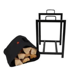 Sac porte-bûches noir avec support