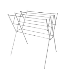Séchoir à linge extensible en acier inoxydable.