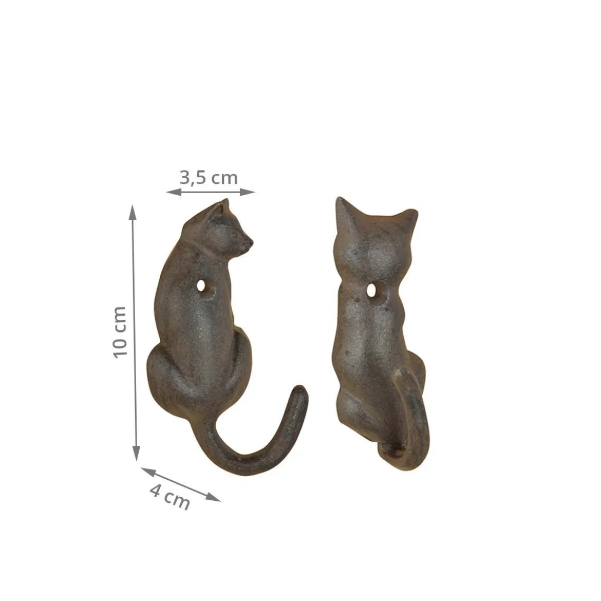 Set de 2 patères chat en fonte