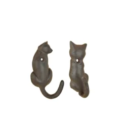 Set de 2 patères chat en fonte