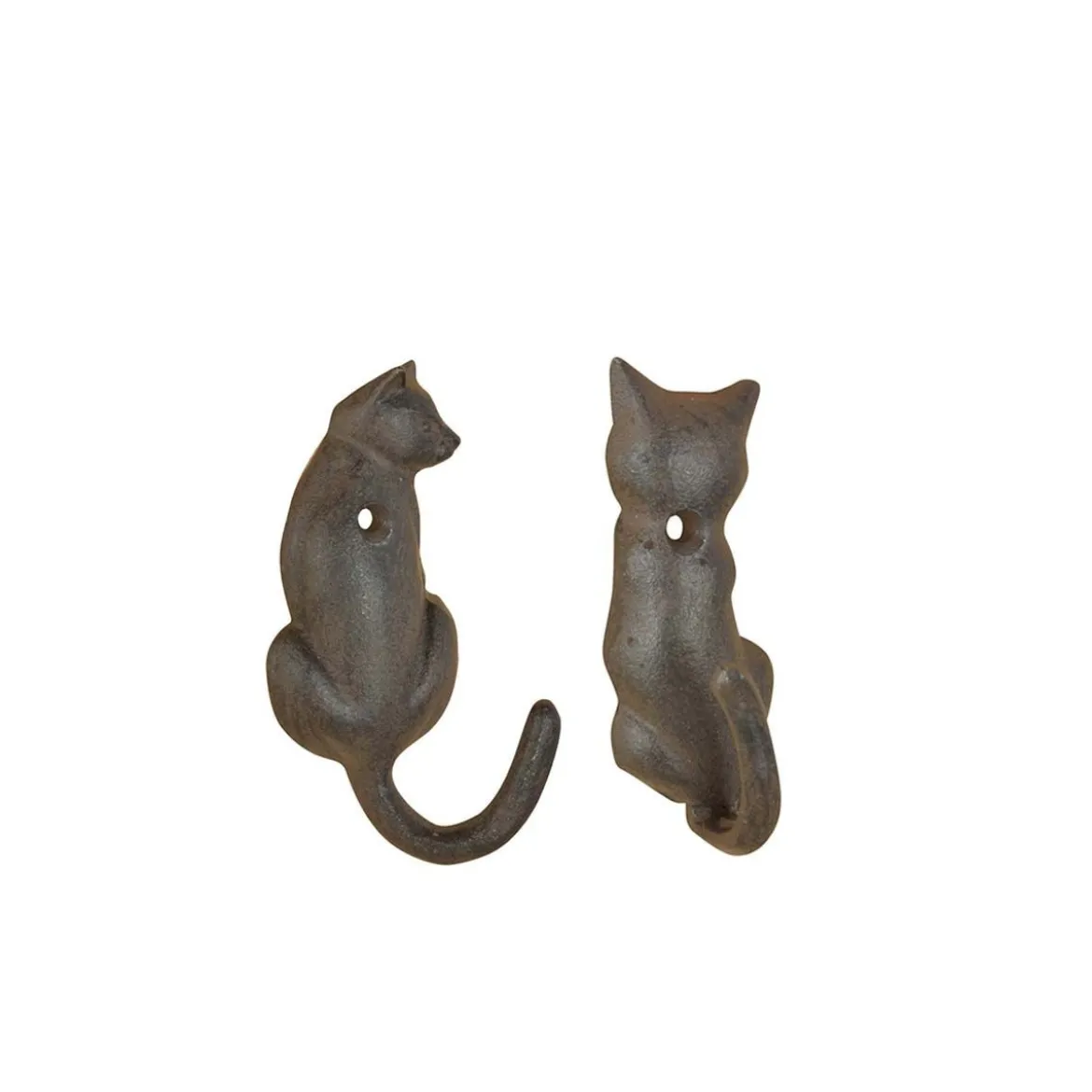 Set de 2 patères chat en fonte