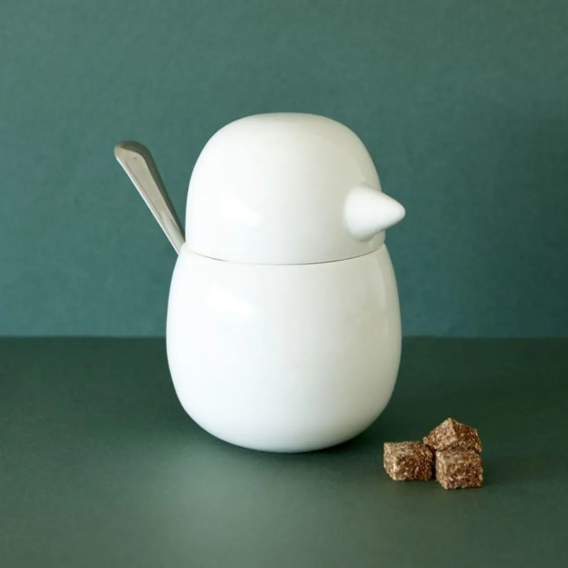 Sucrier blanc en forme d'oiseau