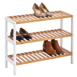 Étagère à chaussures en bois 3 niveaux