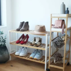 Étagère à chaussures en bois 3 niveaux
