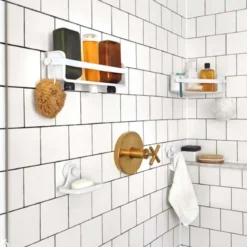 Étagère d'angle de douche à ventouses