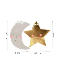 20 étiquettes de Noël fantaisie Lune et étoile
